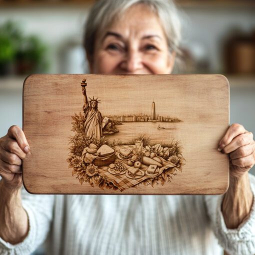 Picnic Charcuterie Board Design, Statue of Liberty Engraving