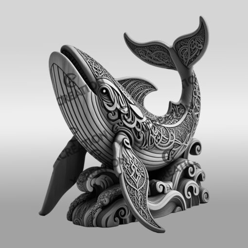 Whale 3D Laser Engraving Design, Nautical Art File