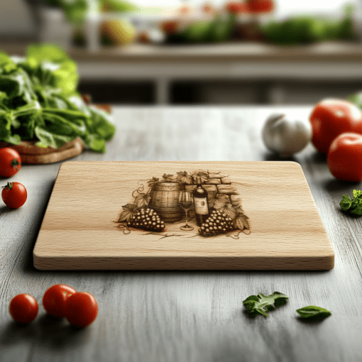 Retro Wine Bottle Charcuterie Board Engraving, Brick Wall