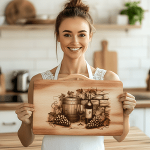 Retro Wine Bottle Charcuterie Board Engraving, Brick Wall