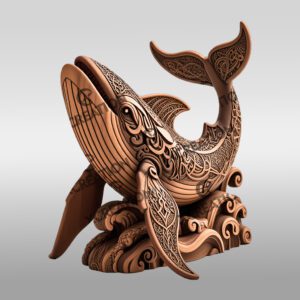 Whale 3D Laser Engraving Design, Nautical Art File