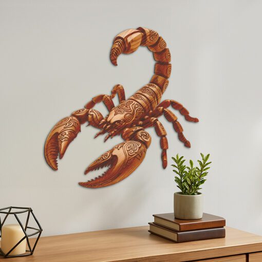 Obra de arte de ilusión 3D de escorpión, Plantilla de grabado láser de vida silvestre, Decoración única para el hogar - Imagen 2