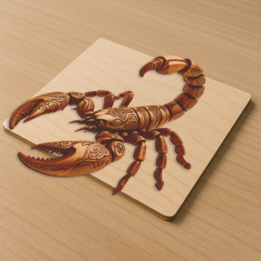 Obra de arte de ilusión 3D de escorpión, Plantilla de grabado láser de vida silvestre, Decoración única para el hogar - Imagen 5