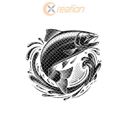 Slate Cheese Board Engraving File, Fish Jumping Design,