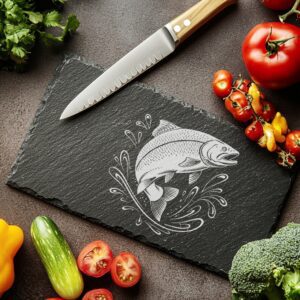 Slate Cheese Board Engraving File, Fish Jumping Water