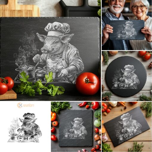 Slate Cheese Board Laser Engraving Bundle, 3D Animal