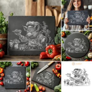 Slate Cheese Board Laser Engraving Bundle, 3D Animal