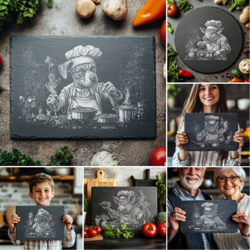 Slate Cheese Board Laser Engraving Bundle, 3D Animal