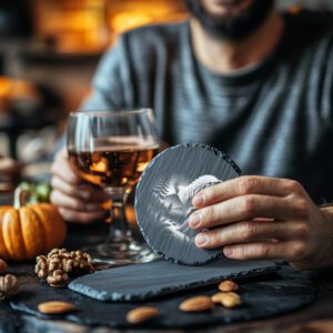 Slate Coaster Digital Design, Laser Engraved T-Rex Forest