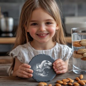 Slate Coaster Digital Design, Laser Engraved T-Rex Forest