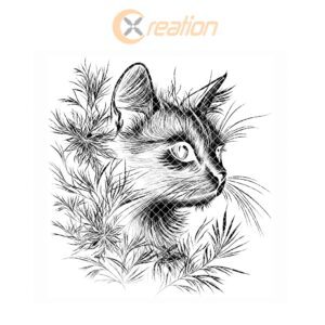 Slate Coaster Engraving File, 3D Cat and Flower,