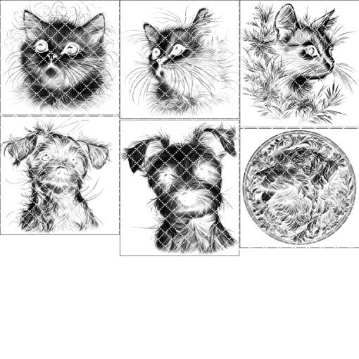File di incisione per sottobicchieri in ardesia, Illusione 3D gatto cane animale domestico, Pacchetto PNG per la decorazione della casa - immagine 7