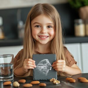 Slate Coaster Laser Engraving File, Double Exposure Lion