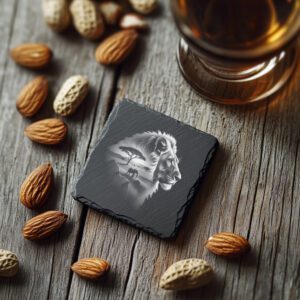 Slate Coaster Laser Engraving File, Double Exposure Lion