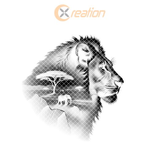 Slate Coaster Laser Engraving File, Double Exposure Lion