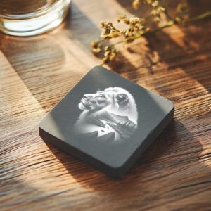 Slate Coaster Laser Engraving File, Lion and Mountain