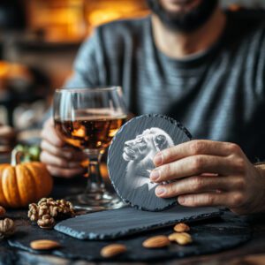 Slate Coaster Laser Engraving File, Lion and Mountain