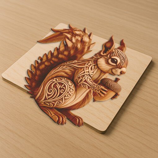 Écureuil Illusion 3D Art de Gravure Laser, Fichier de Conception Faune, Projet Créatif – Image 3