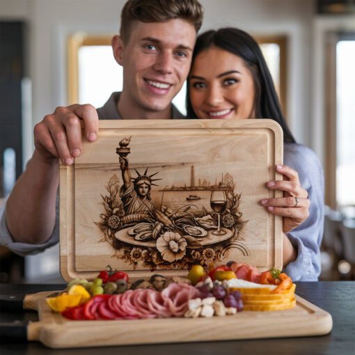 Statue of Liberty Charcuterie Board, Elegant Seafood Design,