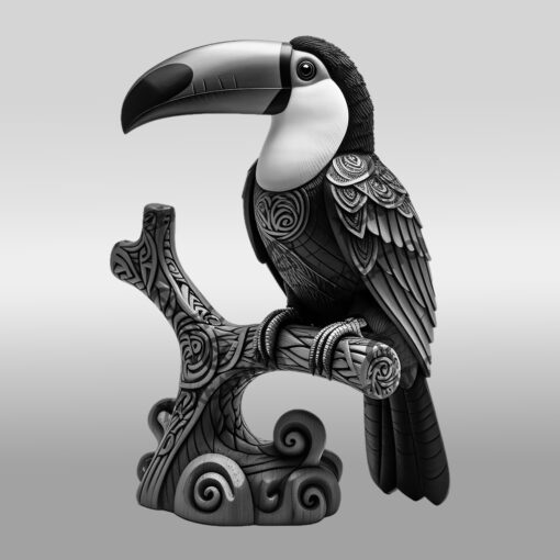Conception d'estampage laser 3D d'illusion de toucan, modèle d'art d'oiseau tropical pour projets. – Image 6