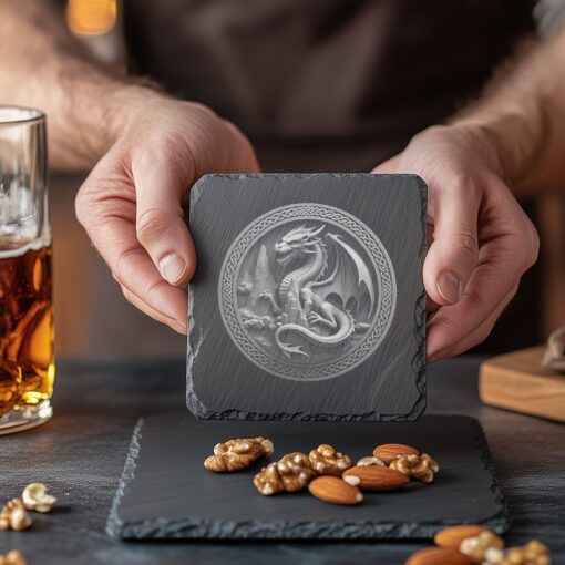 Tappeto da sottobicchiere in pietra lavica 3D Illusione Drago Vichingo, file di incisione laser, PNG per la decorazione domestica - immagine 5