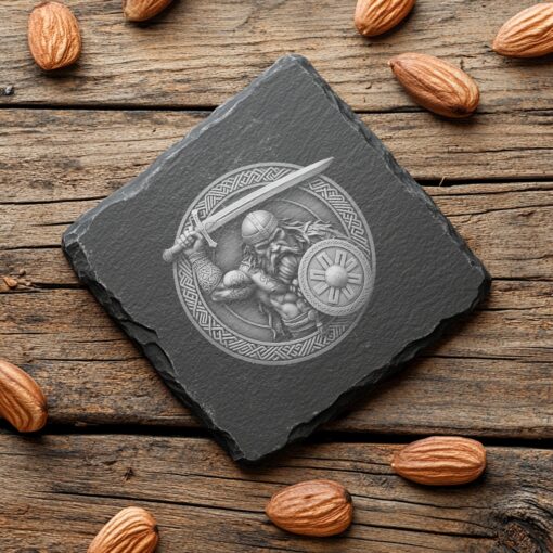 Viking Warrior 3D Illusion Slate Coaster Engraving File,