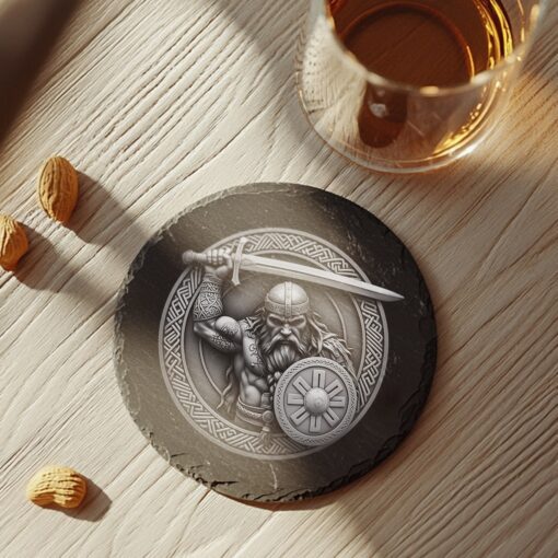 Viking Warrior 3D Illusion Slate Coaster Engraving File,