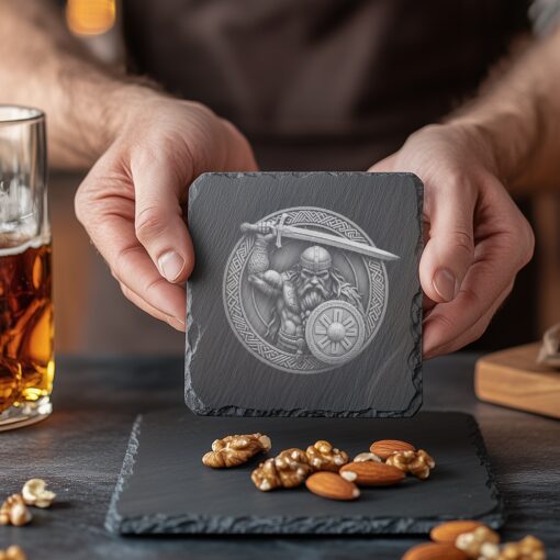 Viking Warrior 3D Illusion Slate Coaster Engraving File,