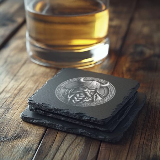 Viking Warrior 3D Slate Coaster Engraving File, PNG