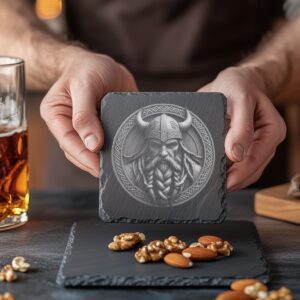Viking Warrior 3D Slate Coaster Engraving File, PNG