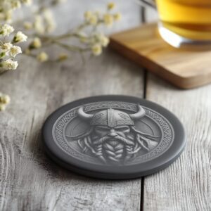 Viking Warrior 3D Slate Coaster Engraving File, PNG