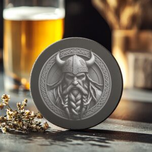Viking Warrior 3D Slate Coaster Engraving File, PNG