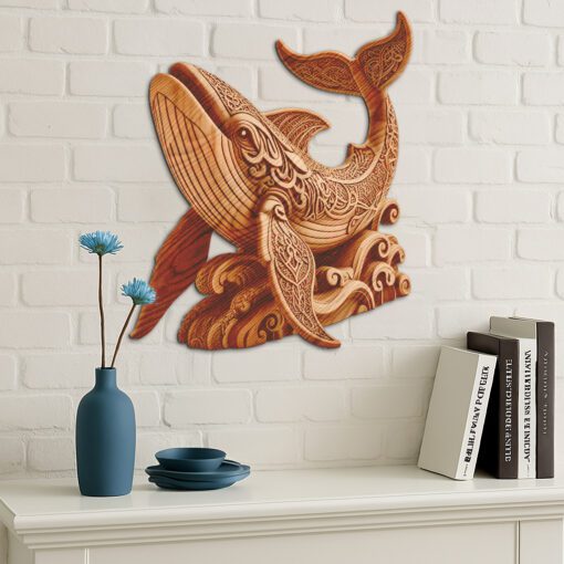 Whale 3D Laser Engraving Design, Nautical Art File