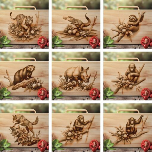 File di incisione laser per tagliere di affettati da illusioni 3D di animali selvatici, set per la decorazione della cucina - immagine 5