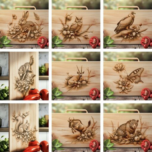File di incisione laser per tagliere di affettati da illusioni 3D di animali selvatici, set per la decorazione della cucina - immagine 6