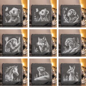 Wild Animals Bundle, Slate Coaster Laser Engraving Files,