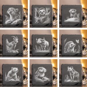 Wild Animals Bundle, Slate Coaster Laser Engraving Files,
