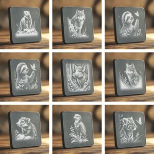 Wild Animals Bundle, Slate Coaster Laser Engraving Files,