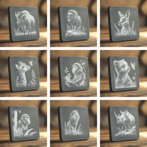Wild Animals Bundle, Slate Coaster Laser Engraving Files,