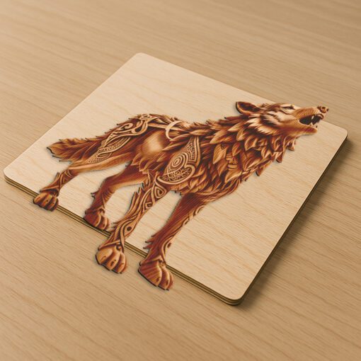 Fichier de conception d'illusion 3D de loup, modèle d'art animal gravé au laser, téléchargement numérique – Image 2