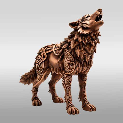 Fichier de conception d'illusion 3D de loup, modèle d'art animal gravé au laser, téléchargement numérique