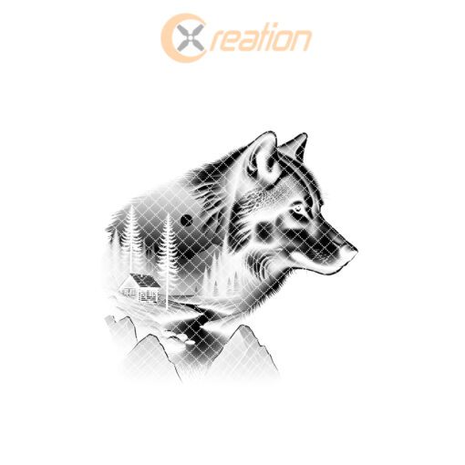 Wolf Double Exposure Slate Coaster Engraving File, Nature