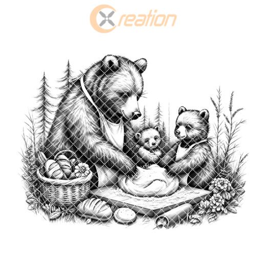 Bear Baking Bread Charcuterie Board Engraving File, Rustic