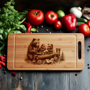 Bear Charcuterie Board Laser Engraving File, Rustic Woodworking