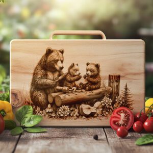 Bear Charcuterie Board Laser Engraving File, Rustic Woodworking