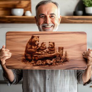 Bear Charcuterie Board Laser Engraving File, Rustic Woodworking
