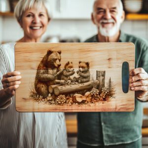 Bear Charcuterie Board Laser Engraving File, Rustic Woodworking