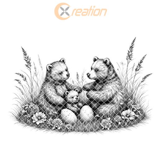 Bear Family Easter Charcuterie Board Engraving File, Rustic