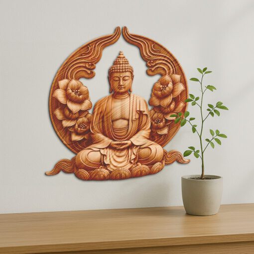 Buddha 3D Illusion Laser Engraving Design, Peaceful Meditation