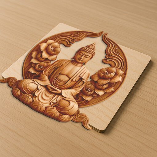 Buddha 3D Illusion Laser Engraving Design, Peaceful Meditation